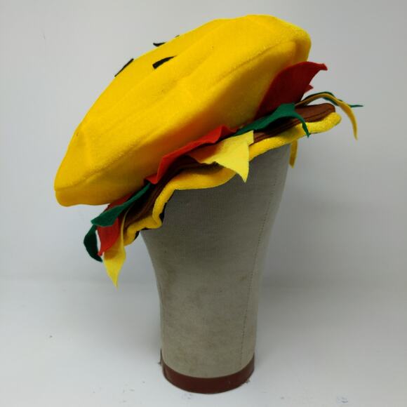 Cheeseburger Hat Hamburger Novelty Costume Yellow W/Tags Age 5 And UP - Picture 7 of 10